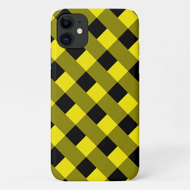 Coque iphone noir et jaune Design moderne (Dos)