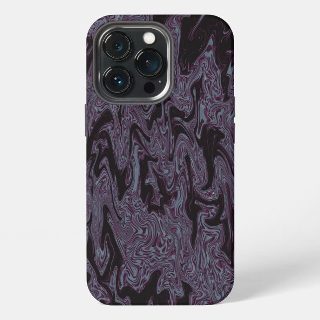 Coque iPhone Noir et violet ondulé  (Dos)