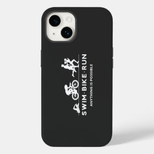 Coque Pour iPhone 14 Noir • Icône de triathlon Swim Bike Run Série