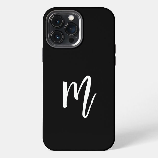 Coque iPhone Noir initial minimaliste monogramme (Verso)