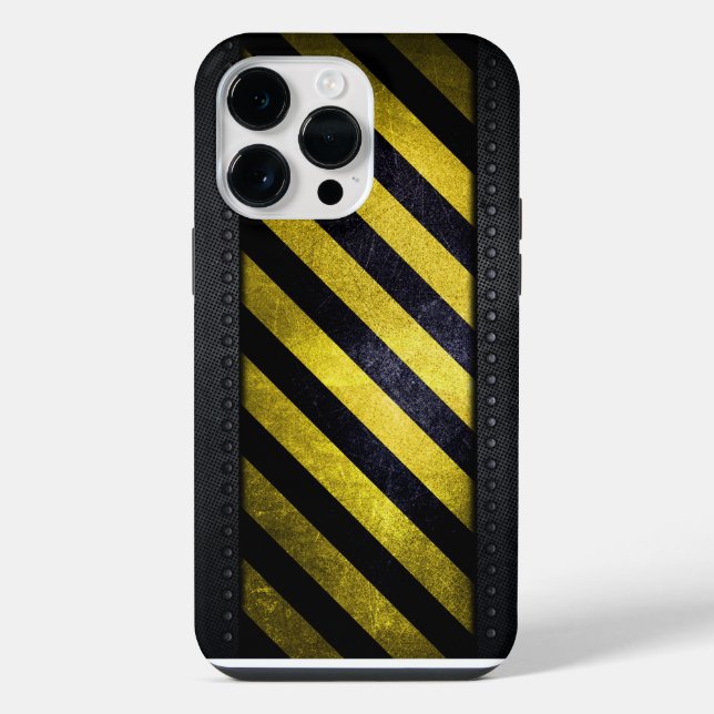 Coque iPhone Noir Jaune Danger Stripes Ingénieur de constructio (Verso)