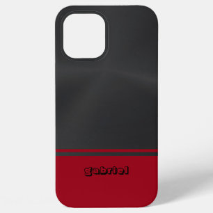Coque iPhone 12 Pro Max Noir métallisé brillant et rouge