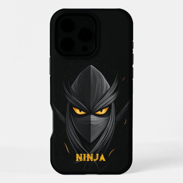 Coque iPhone Noir Ninja en colère (Verso)