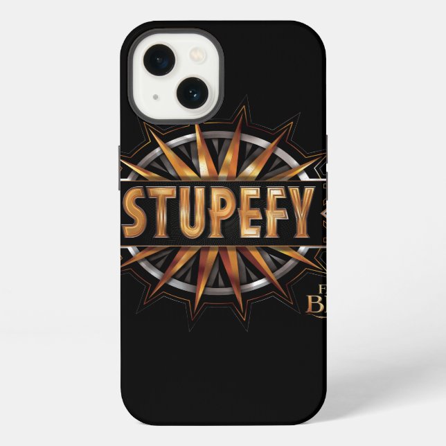 Coque iPhone Noir & Or Stupefy Spell Graphisme (Verso)