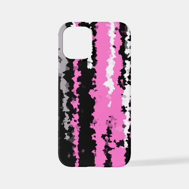 Coque iPhone noir rose et blanc abstrait (Verso)