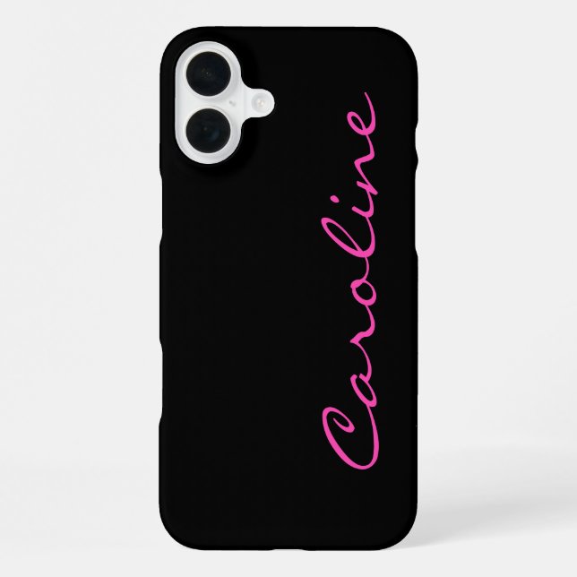 Coque iPhone Noir rose moderne Nom du script (Verso)