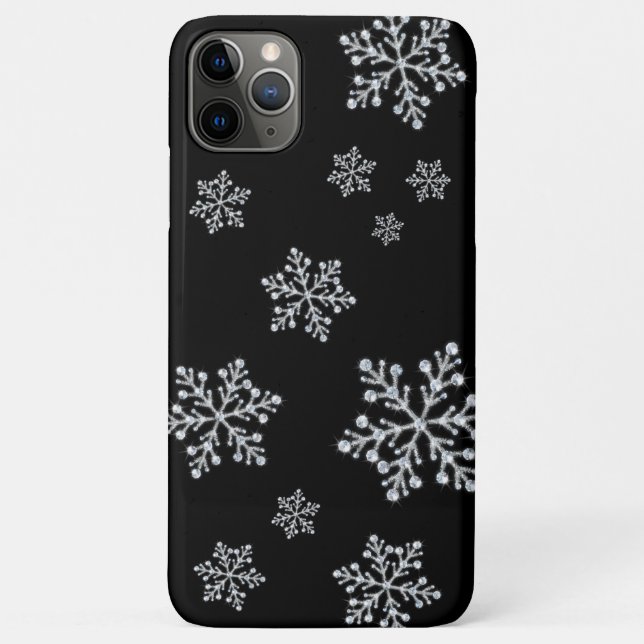 Coque iphone noir Sparkly Snowflakes (Dos)