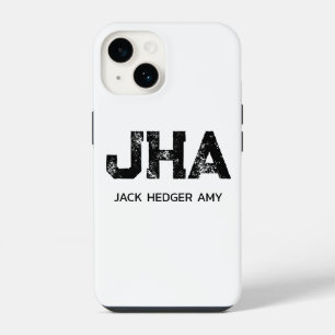 COQUE POUR iPhone 14 NOM À TROIS LETTRES MINIMALISTE NOIR MONOGRAMME BL
