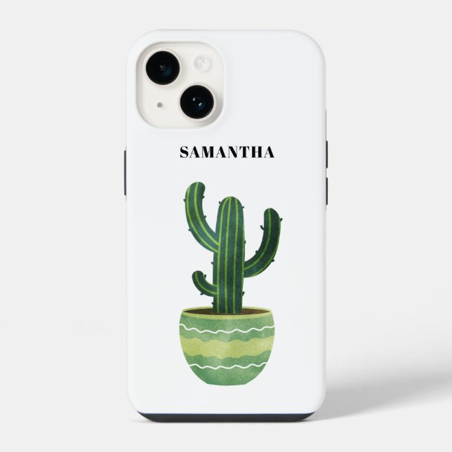 Coque iPhone Nom aquarelle Cactus  (Verso)