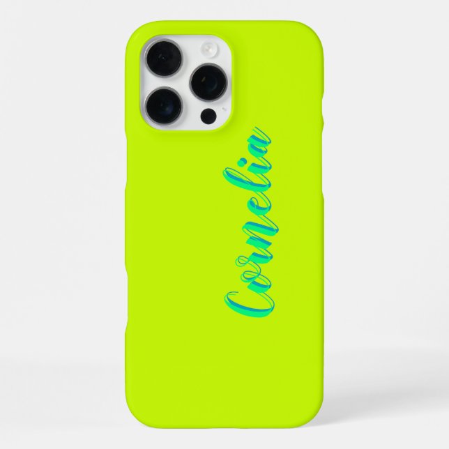 Coque iPhone Nom Azure 3D vert printemps | Funky Lime Jaune (Verso)