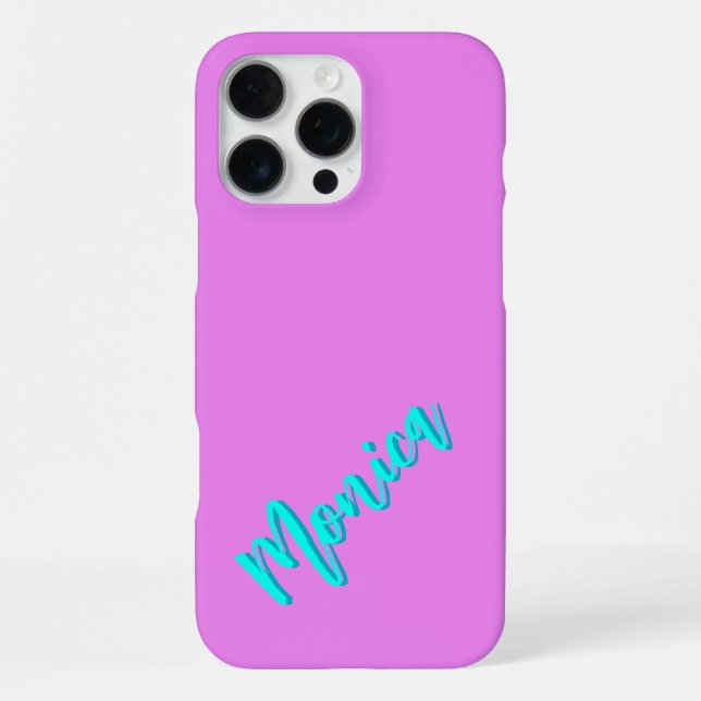 Coque iPhone Nom Azure Turquoise 3D | Drôle Violet (Verso)
