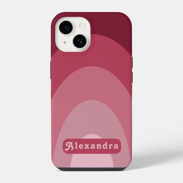 Coque iPhone Nom d'arche rétro simple rose (Verso)