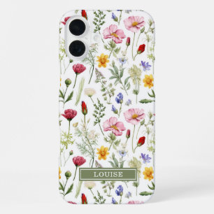Coque iPhone 16 Plus Nom de belles fleurs sauvages botaniques