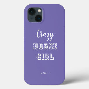 Etui iPhone 13 Nom de fille de cheval violet drôle équestre fou