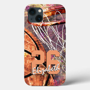 Etui iPhone 13 nom de fille et numéro de maillot basketball