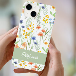Coque Pour iPhone 14 Nom de fleur sauvage à l'aquarelle