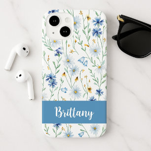 Coque Pour iPhone 14 Nom de fleur sauvage aquarelle bleu violet