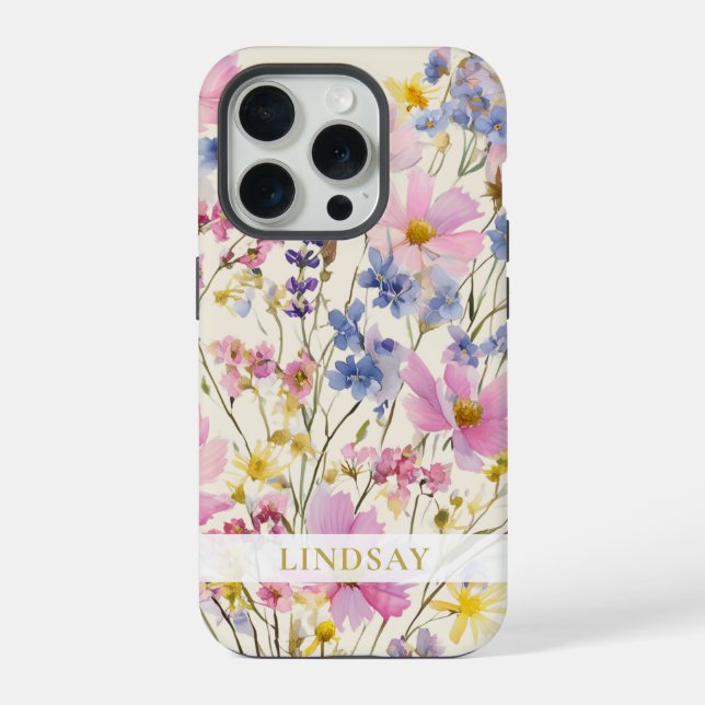 Coque iPhone Nom de fleur sauvage personnalisé (Verso)