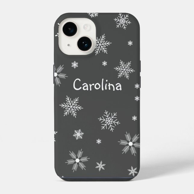 Coque iPhone nom de flocons de neige blancs  (Verso)