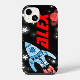 Coque Pour iPhone 14 Nom de fusée spatiale noire à 4 lettres