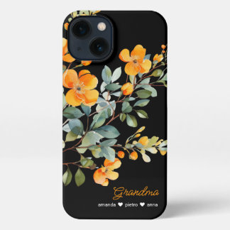 Etui iPhone 13 Nom de grand-mère jaune et noir