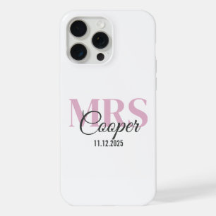 Coque iPhone 15 Pro Max Nom de la mariée avec date de mariage Crimson Ligh