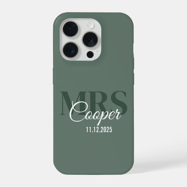 Coque iPhone Nom de la mariée avec date de mariage Texte couleu (Verso)