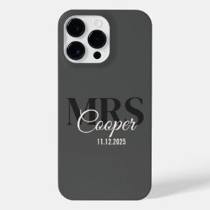 Coque Pour Pour iPhone 14 Pro Max Nom de la mariée avec date du Mariage Texte couleu