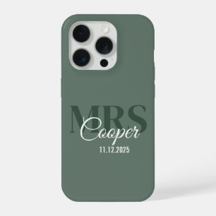 Coque iPhone 15 Pro Nom de la mariée avec le Mariage Date couleur ivoi