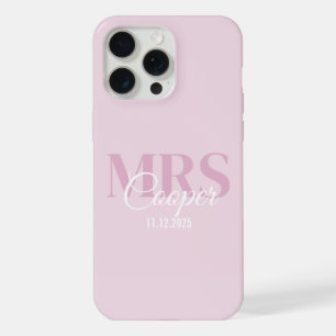 Coque iPhone 15 Pro Max Nom de la mariée avec Mariage Date Crimson clair r