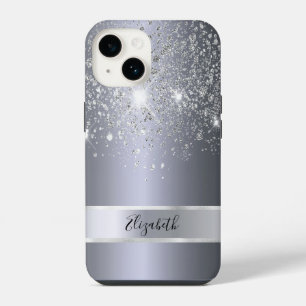 Coque Pour iPhone 14 Nom de la parties scintillant en argent