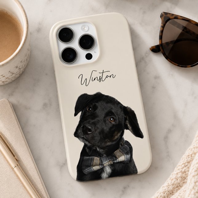 Coque iPhone Nom de l'animalerie Moderne Photo et Texte Chien C (Créateur téléchargé)