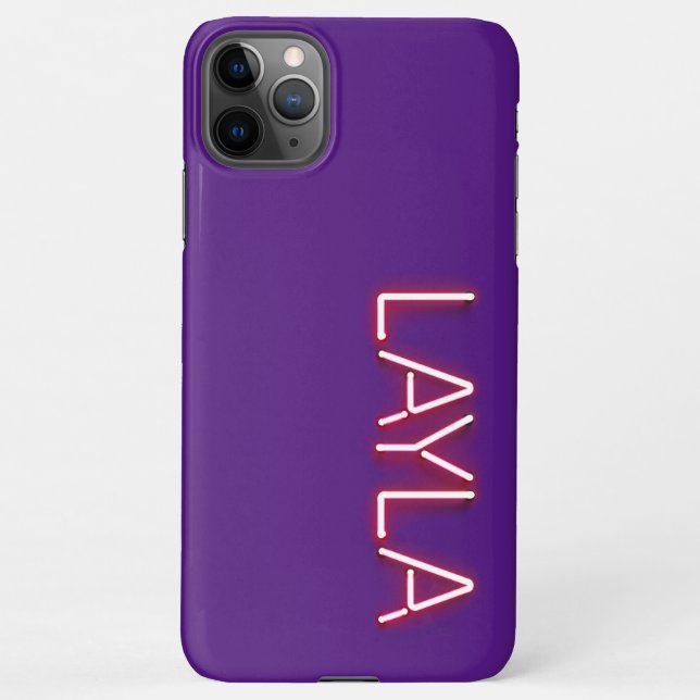 Coque iPhone Nom de Layla dans lumières néons brillantes nouvea (Dos)