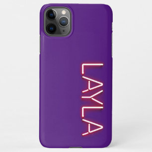 Coque iPhone 11Pro Max Nom de Layla dans lumières néons brillantes nouvea