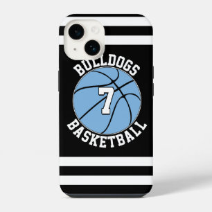 Coque Pour iPhone 14 Nom de l'équipe de basket-ball bleu clair et numér
