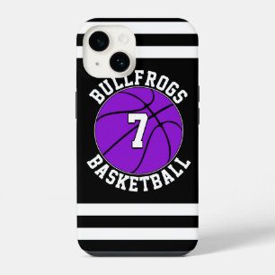 Coque Pour iPhone 14 Nom de l'équipe de basket-ball violet Numéro du jo