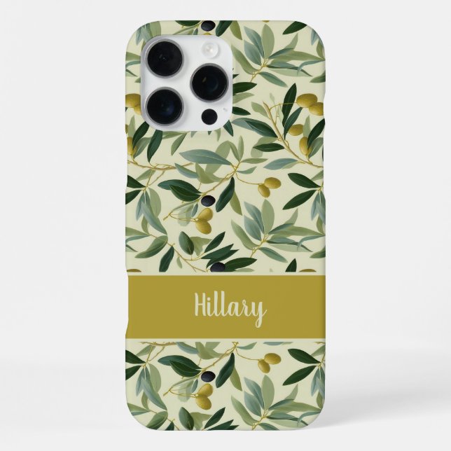 Coque iPhone Nom de monogramme de branche d'olivier  (Verso)