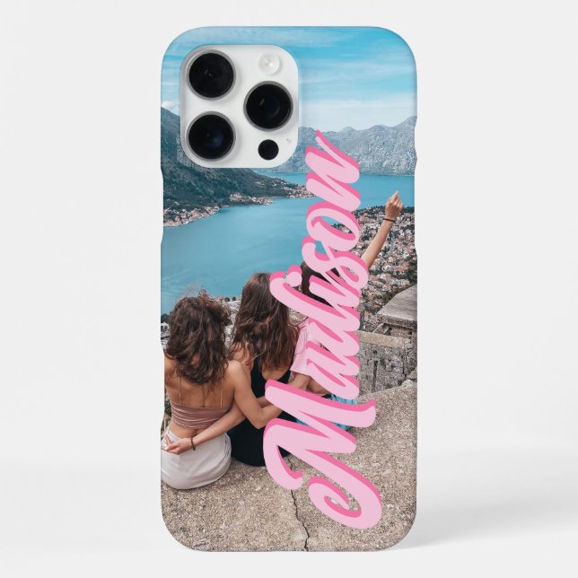 Coque iPhone Nom de monogramme de script moderne Photo (Verso)