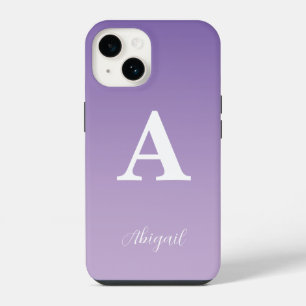 Coque Pour iPhone 14 Nom de monogramme personnalisé lilas