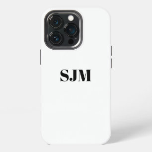 Etui iPhone 13 Pro Nom de monogramme personnalisé minimaliste noir et