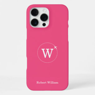 Coque iPhone 16 Pro Max Nom de monogramme personnalisé moderne   Rose fram