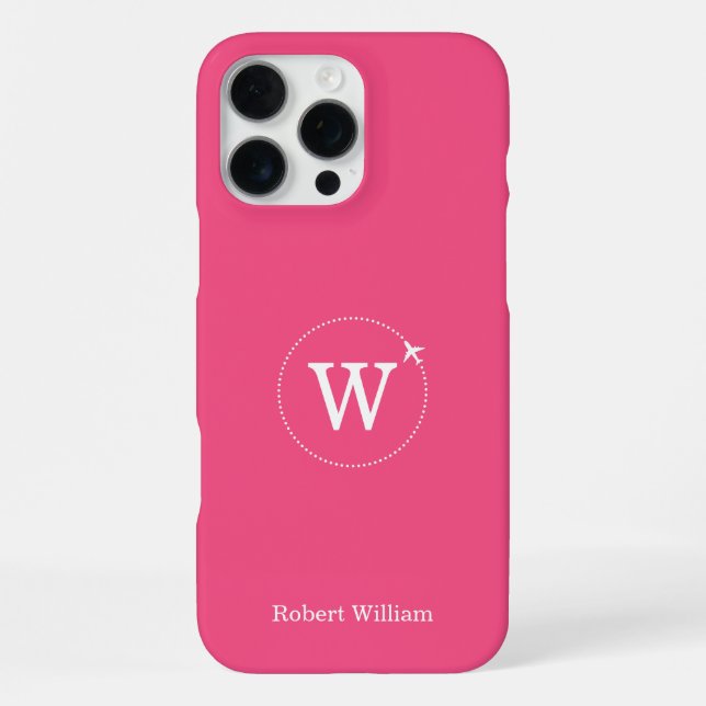Coque iPhone Nom de monogramme personnalisé moderne | Rose fram (Verso)