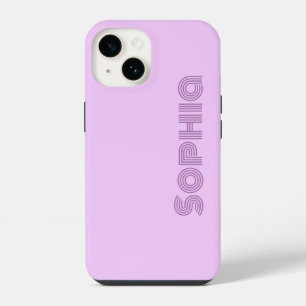 Coque Pour iPhone 14 Nom de monogramme simple rétro Lavande