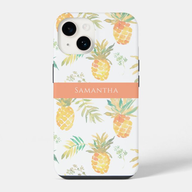 Coque iPhone Nom de motif de pineapple mignon d'été  (Verso)