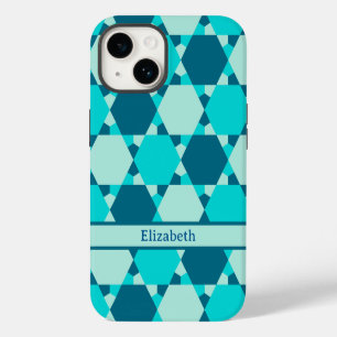 Coque Pour iPhone 14 Nom de motif d'illusion d'optique de l'étoile bleu