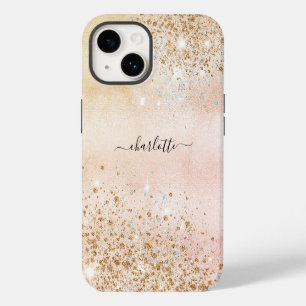 Coque Pour iPhone 14 Nom de parties scintillant en or rose