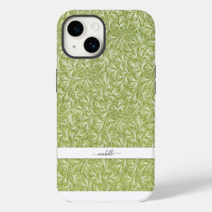 Coque Pour iPhone 14 Nom de script botanique vert élégant vintage