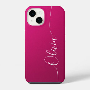 Coque Pour iPhone 14 Nom de script de calligraphie élégant blanc avec r