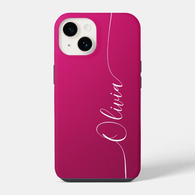 Coque iPhone Nom de script de calligraphie élégant blanc avec r (Verso)
