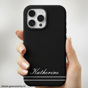 Coque iPhone 16 Pro Nom de script Minimaliste Minuit Noir